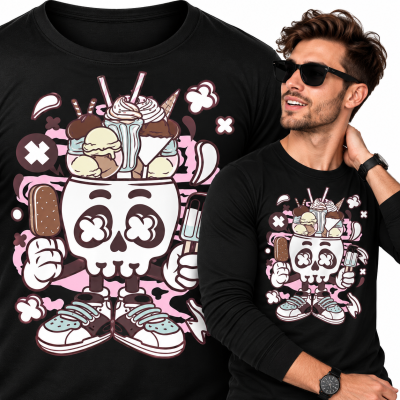LONGSLEEVE  ANIMOWANY ICE CREAM SKULL HEAD